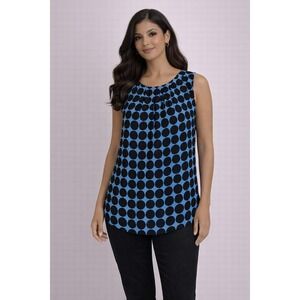 Worthington- Blue and Black Polka Dot Patterned Top Size L